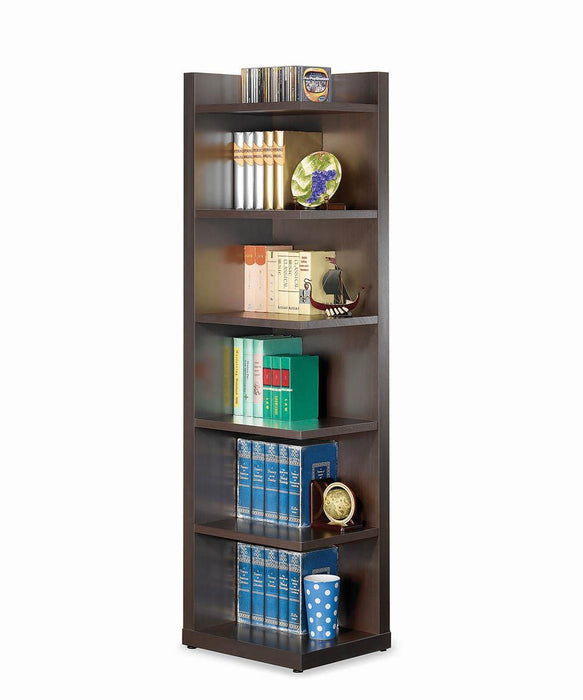 Pinckard 6-tier Corner Bookcase Cappuccino