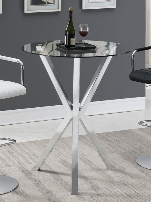 Denali Round Glass Top Bar Table Chrome