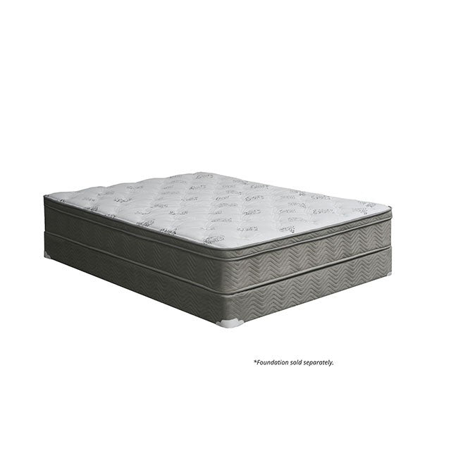 ALEKSA White, Gray 11" Euro Top Mattress, Queen