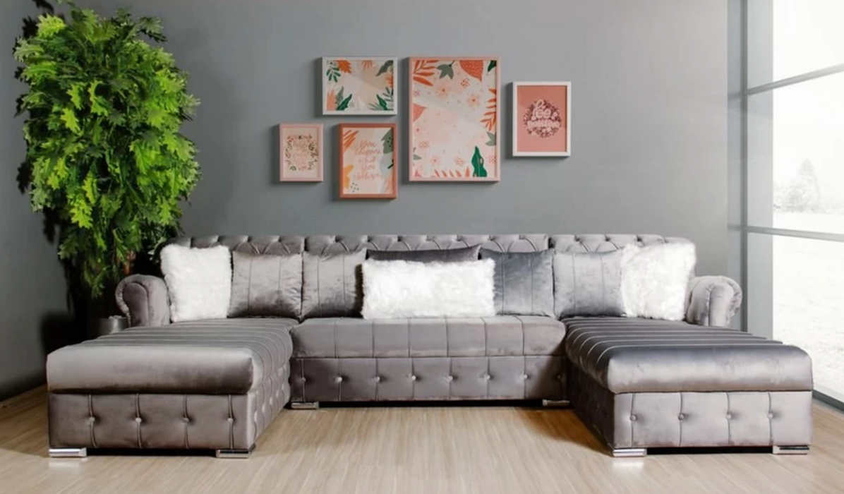 DOUBLE CHAISE VELVET SECTIONAL